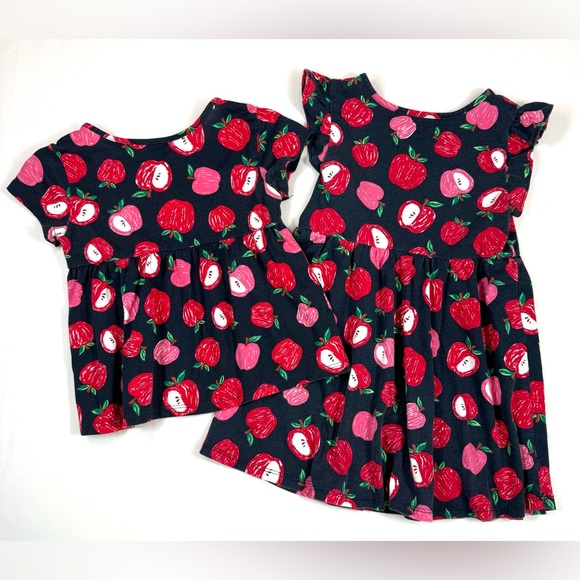 THE CHILDRENS PLACE Girls Lot Apple Print Dress & Tunic 3T School Cottagecore - Picture 6 of 11